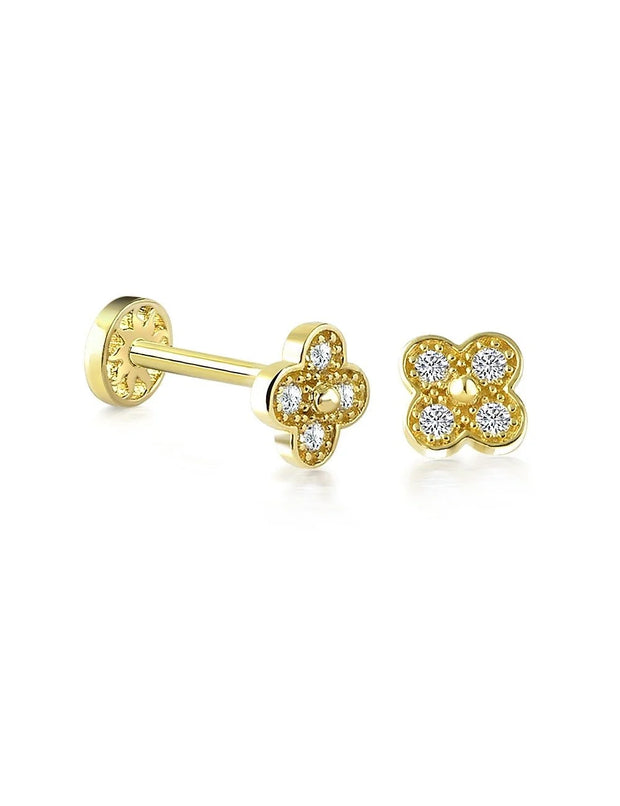 14k Gold Four-Edged Stone Tragus Piercing