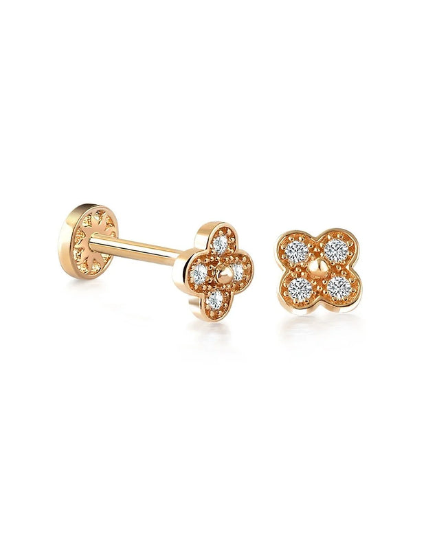14k Gold Four-Edged Stone Tragus Piercing