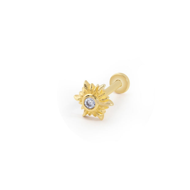 14k Gold Sun Model Solitaire Tragus Piercing