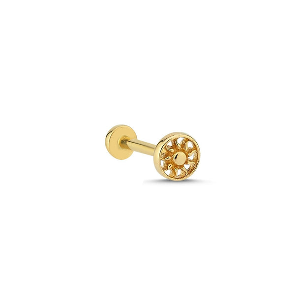 14k Gold Golden Sun Model Tragus Piercing