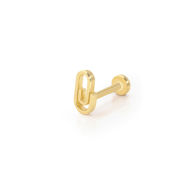 14k Gold Paperclip Model Tragus Piercing