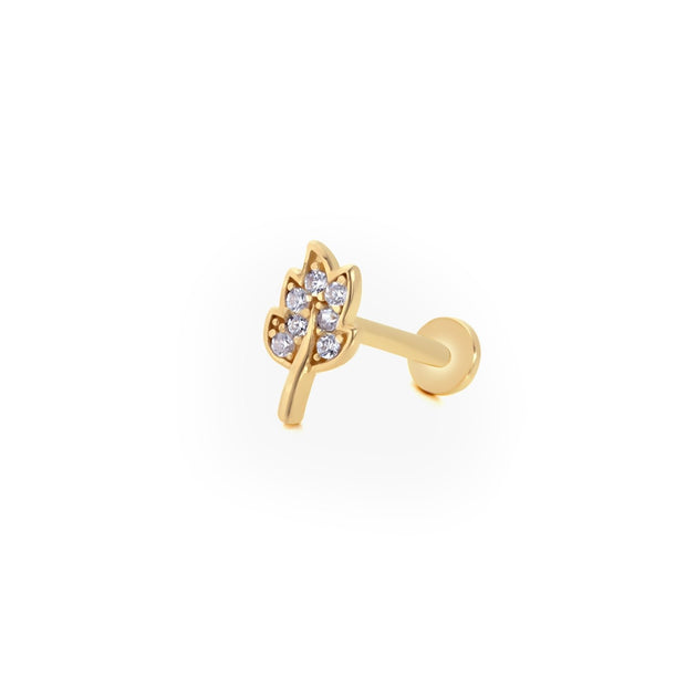 14k Gold Leaf Model Tragus Piercing