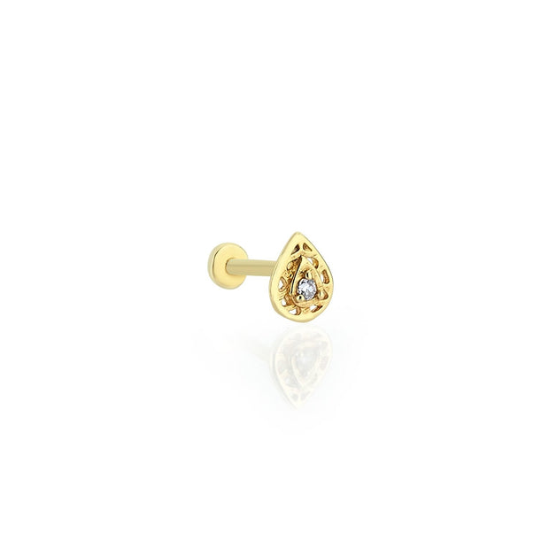 14k Gold Processing Drop Tragus Piercing