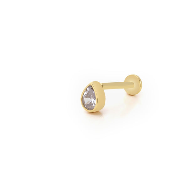 14k Gold White Drop Tragus Piercing