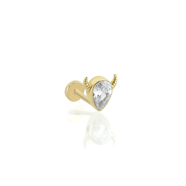 14k Gold Stone Horn Model Tragus Piercing