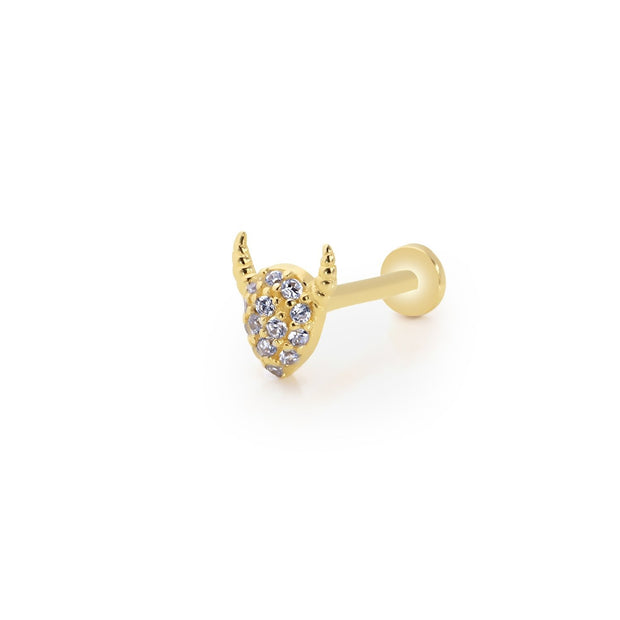 14k Gold Stone Horn Tragus Piercing