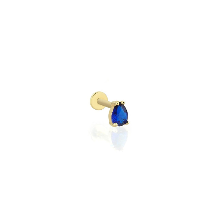14k Gold Blue Drop Stone Model Tragus Piercing