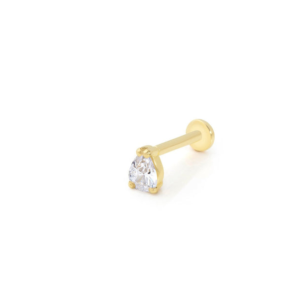 14k Gold Three-Edged Stone Model Tragus Piercing