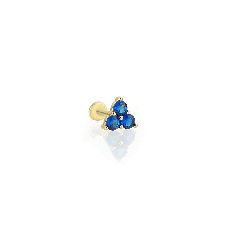 14k Gold Triple Top Model Dark Blue Tragus Piercing