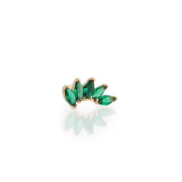 14k Gold Five Green Marquise Tragus Piercing