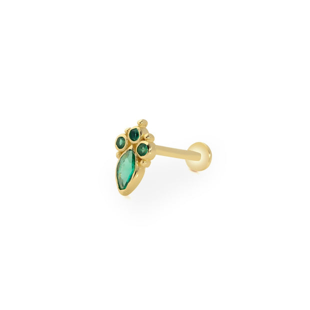 14k Gold Vintage Model Green Tragus Piercing
