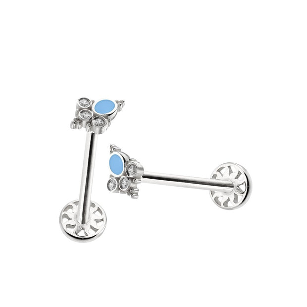 14k Gold Vintage Blue Mine Model Tragus Piercing