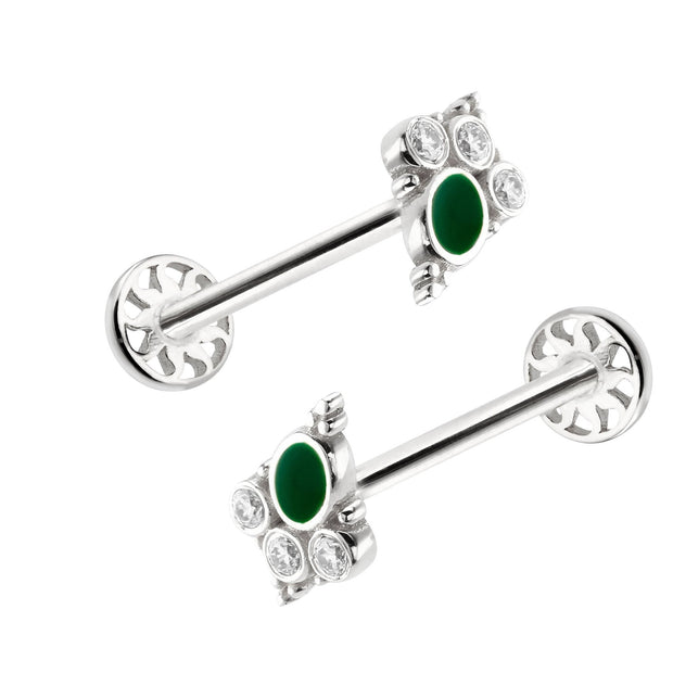 14k Gold Vintage Green Mine Model Tragus Piercing