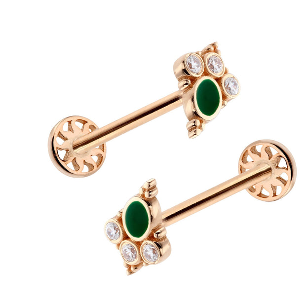 14k Gold Vintage Green Mine Model Tragus Piercing