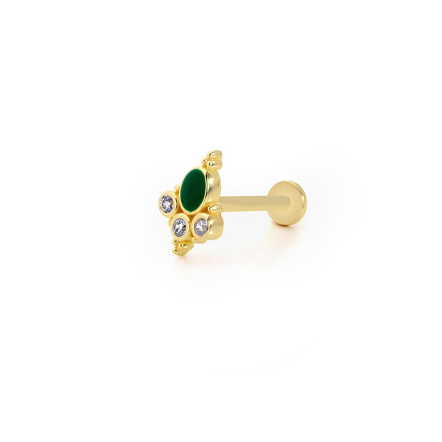 14k Gold Vintage Green Mine Model Tragus Piercing