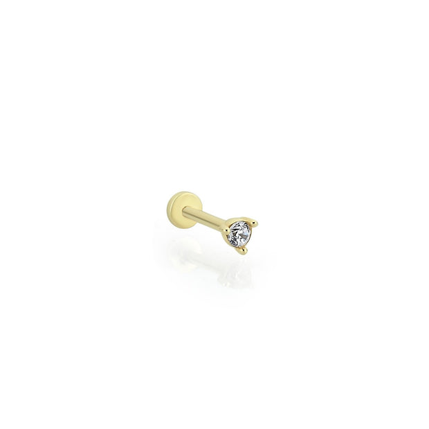 14k Gold Three Prong Solitaire Tragus Piercing
