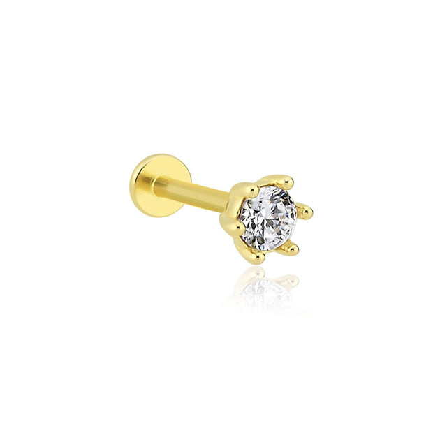 14k Gold Solitaire Greater Tragus Piercing