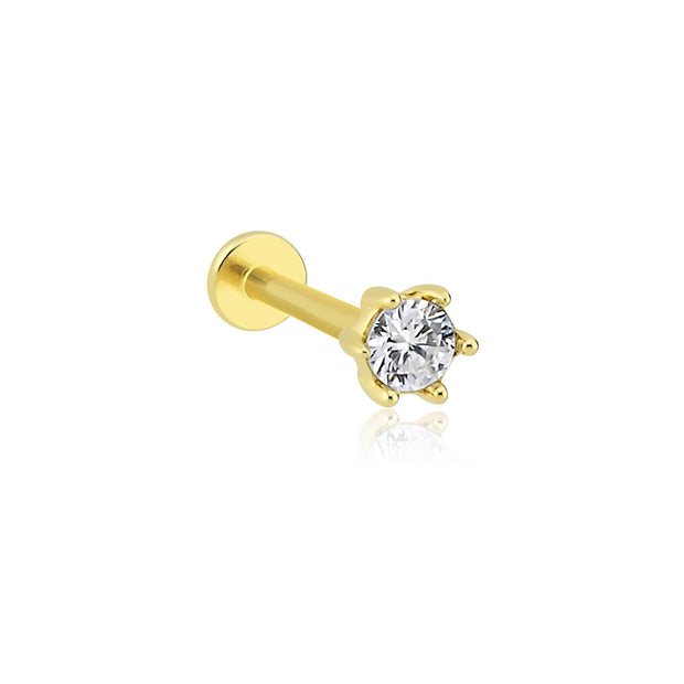 14k Gold Solitaire Greater Tragus Piercing