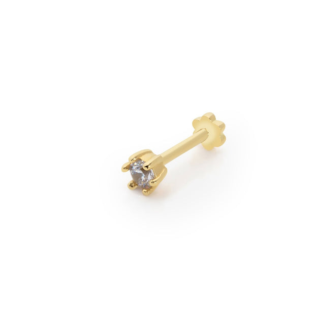 14k Gold Round Model Solitaire Tragus Piercing