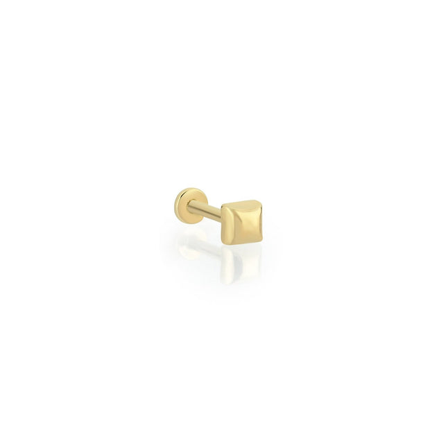 14k Gold Curved Square Model Tragus Piercing