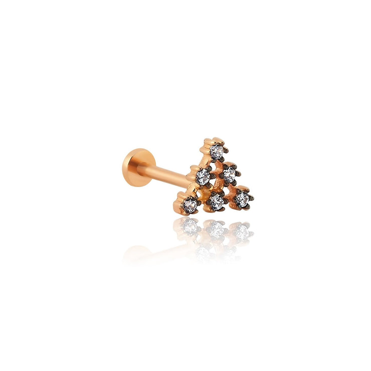 14k Gold Triangle Model Stone Tragus Piercing