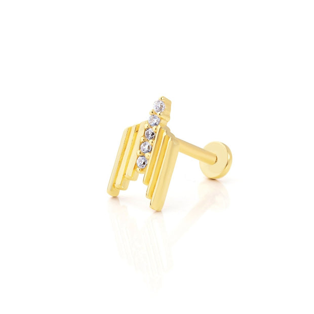 14k Gold Line Model Five Stone Tragus Piercing