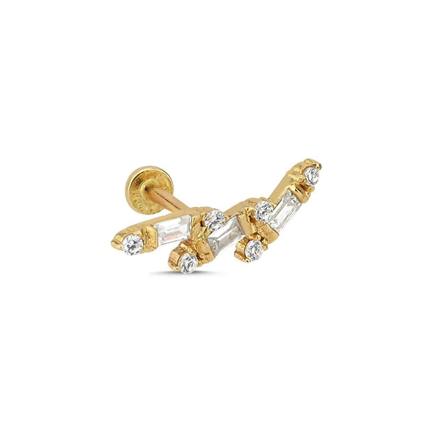 14k Gold Luck Baguette Tragus Piercing