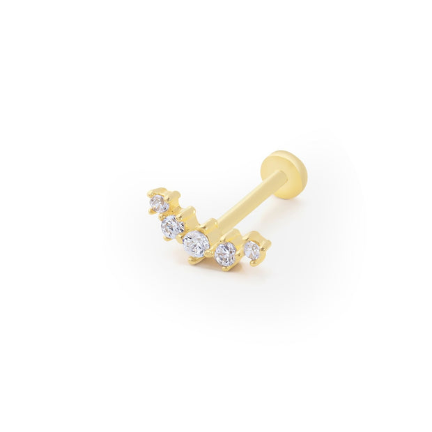 14k Gold Five Stone Tragus Piercing