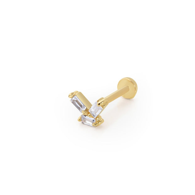 14k Gold Three Baguette Tragus Piercing