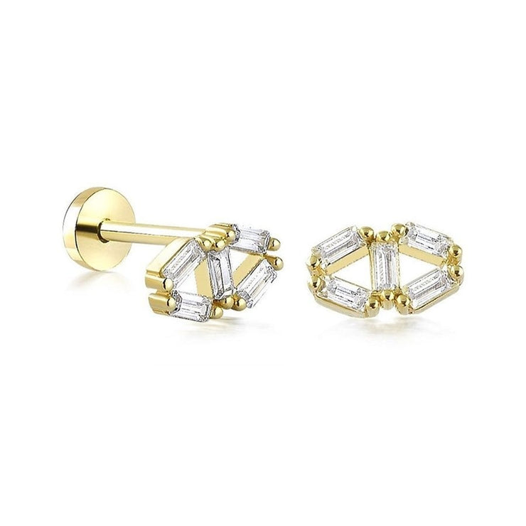 14k Gold Baguette Model Poly Tragus Piercing