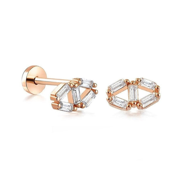 14k Gold Baguette Model Poly Tragus Piercing