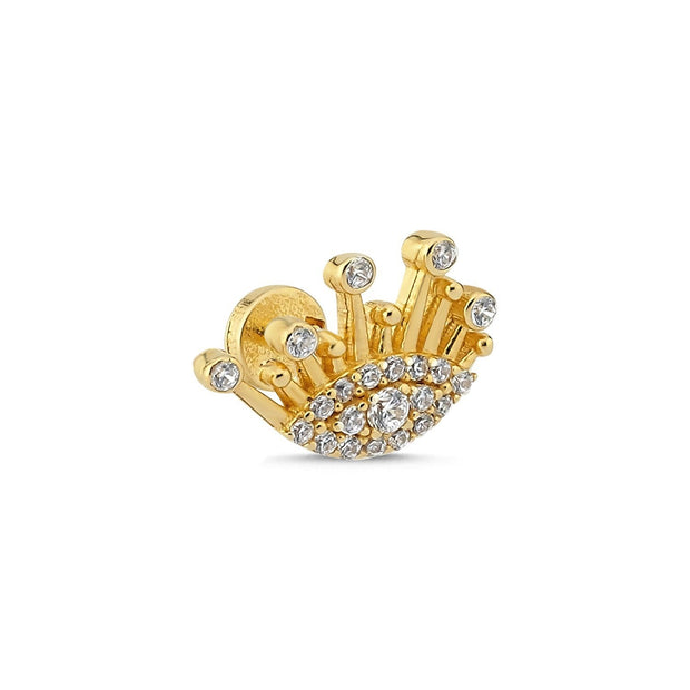 14k Gold Eye Stone Detail Tragus Piercing