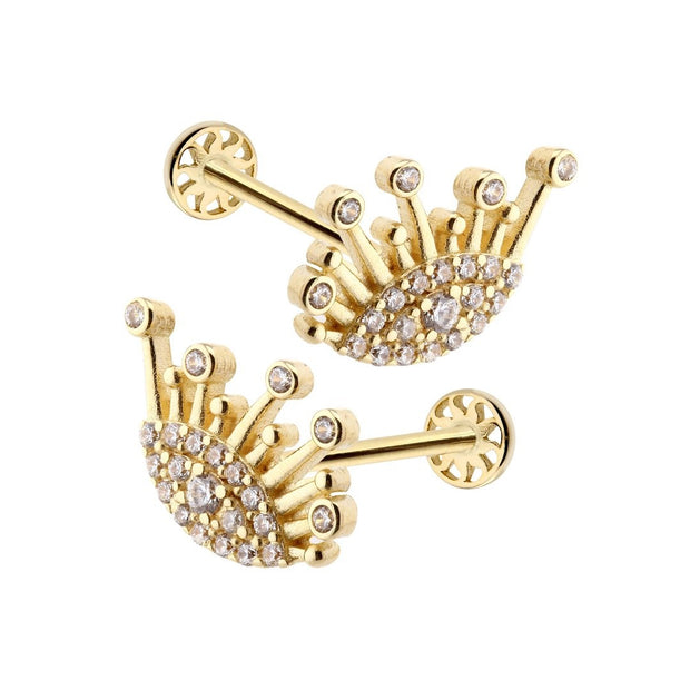 14k Gold Eye Stone Detail Tragus Piercing