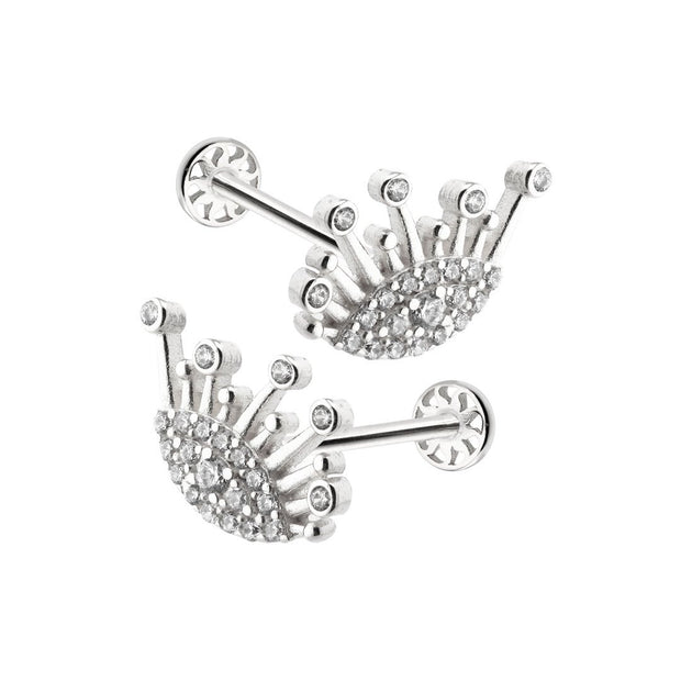 14k Gold Eye Stone Detail Tragus Piercing