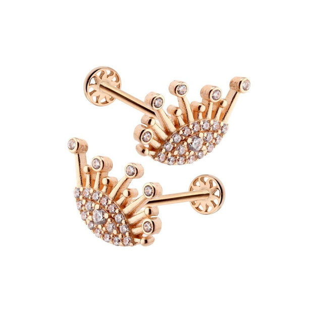 14k Gold Eye Stone Detail Tragus Piercing