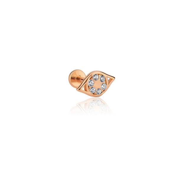 14k Gold Stone Surrounded Eye Motif Tragus Piercing