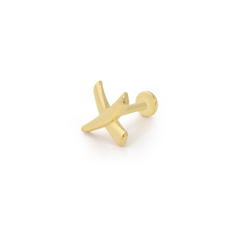 14k Gold Cross Model Tragus Piercing