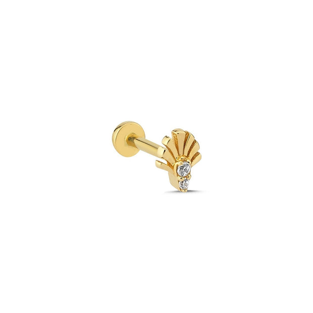 14k Gold Stone Tragus Piercing