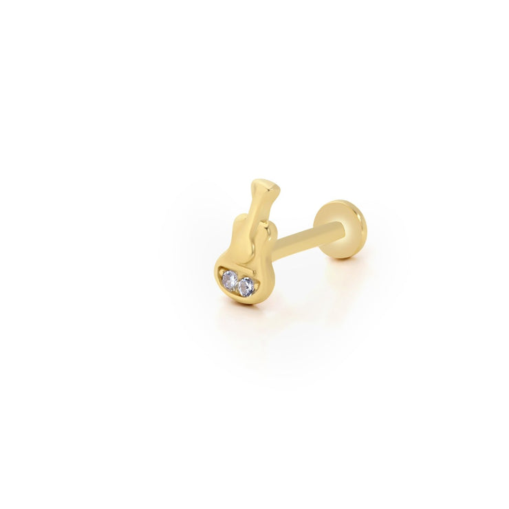 14k Gold Guitar Model Double Stone Tragus Piercing