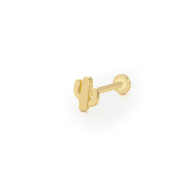 14k Gold Short Size Cactus Model Tragus Piercing