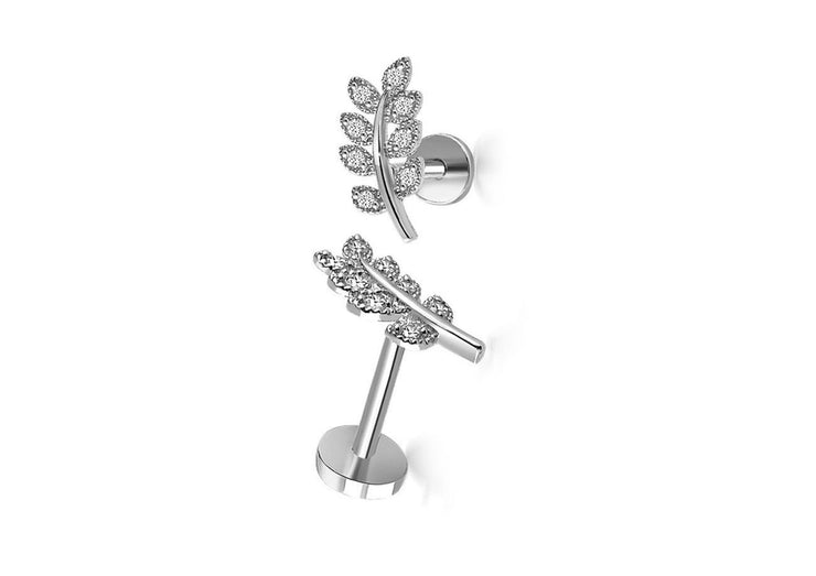 14k Gold Leaf Model Eight Stone Tragus Piercing