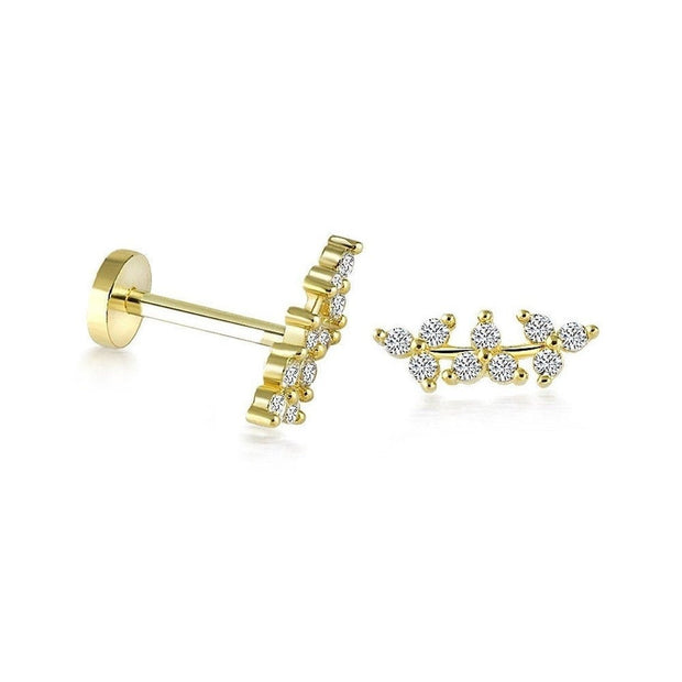 14k Gold Shining Leaf Tragus Piercing