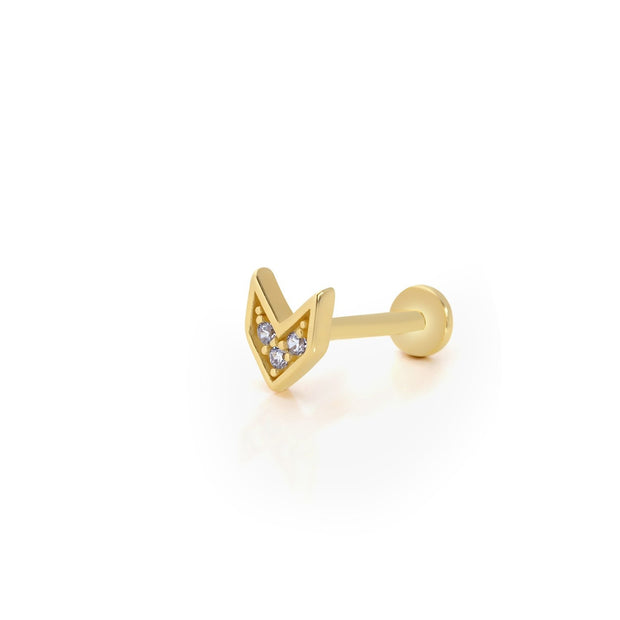 14k Gold Stone Detail Arrowhead Model Tragus Piercing