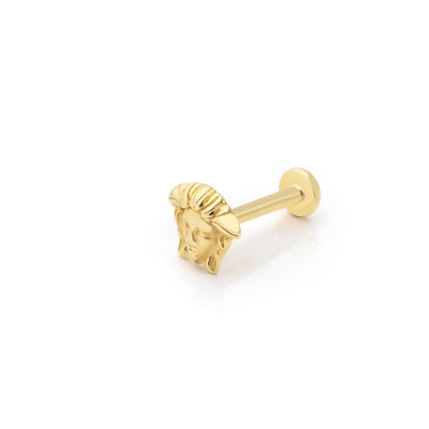 14k Gold Medusa Portrait Tragus Piercing