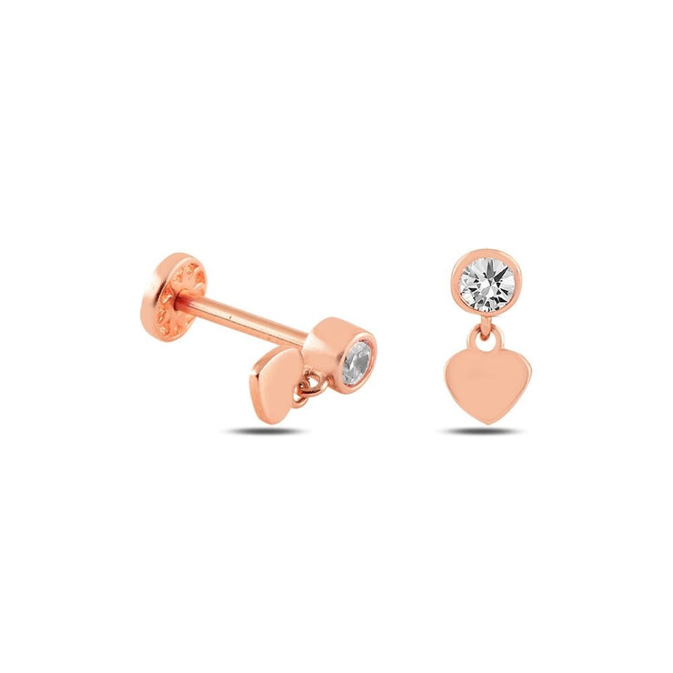 14k Gold Heart Tragus Piercing on Solitaire Tip
