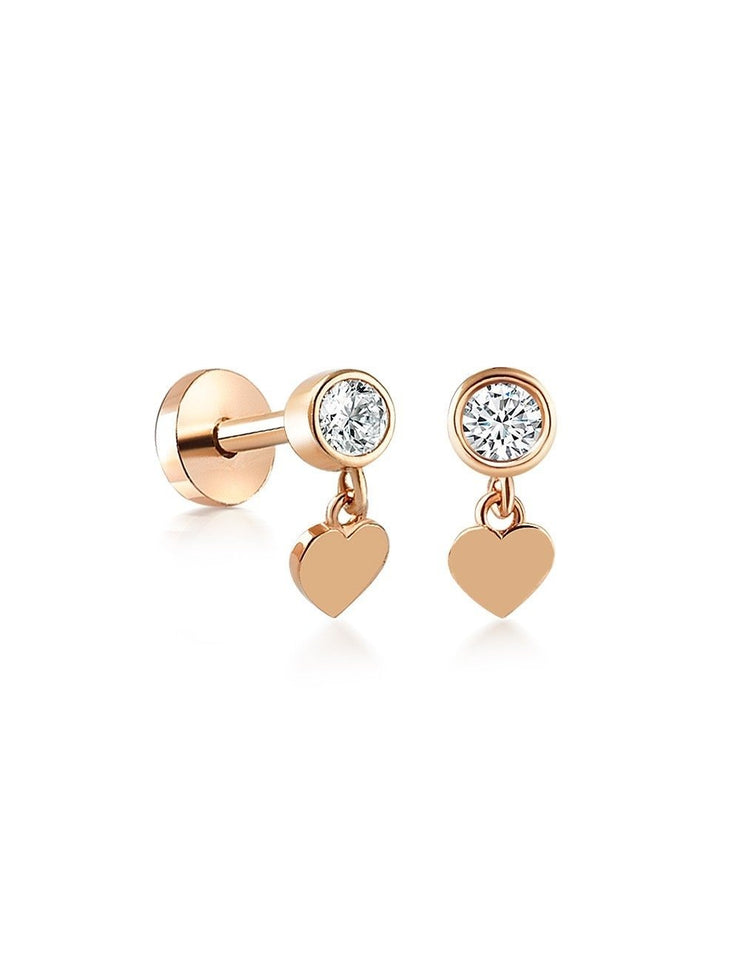 14k Gold Heart Tragus Piercing on Solitaire Tip