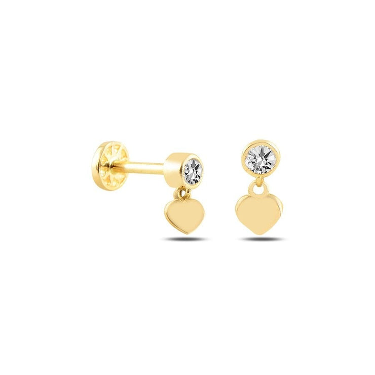 14k Gold Heart Tragus Piercing on Solitaire Tip