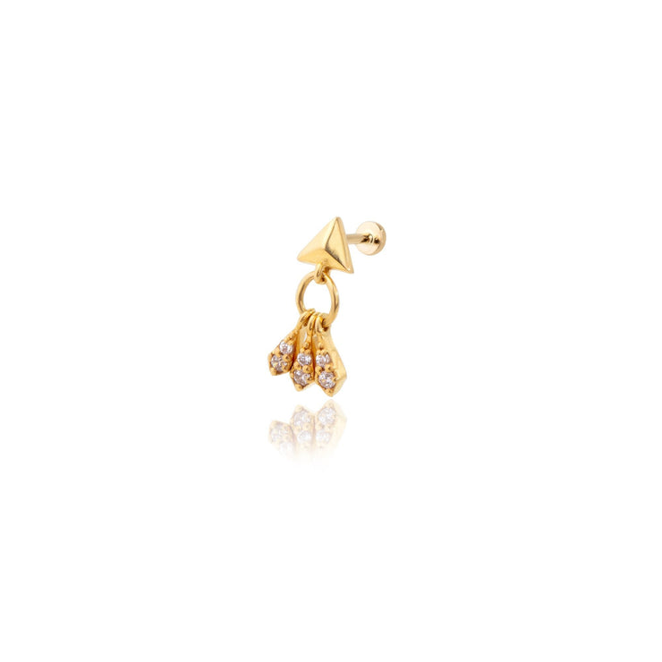 14k Gold Triangular Prism Stone Shapes Tragus Piercing