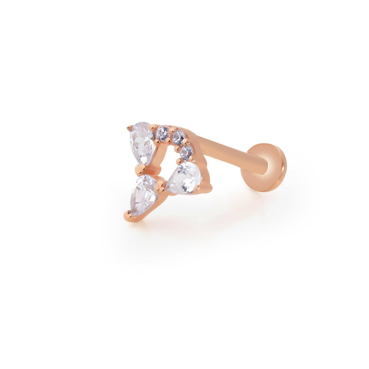 14k Gold Three Drop Stone Model Tragus Piercing