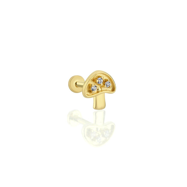 14k Gold Mushroom Tragus Piercing
